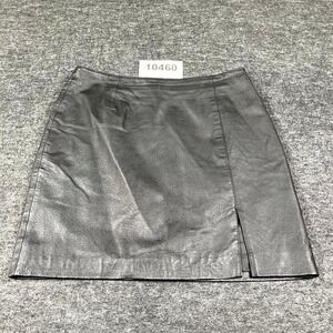 Vintage Styleworks Leather A Line Skirt Womens 12 Gray Lined Side Slit Outdoor
